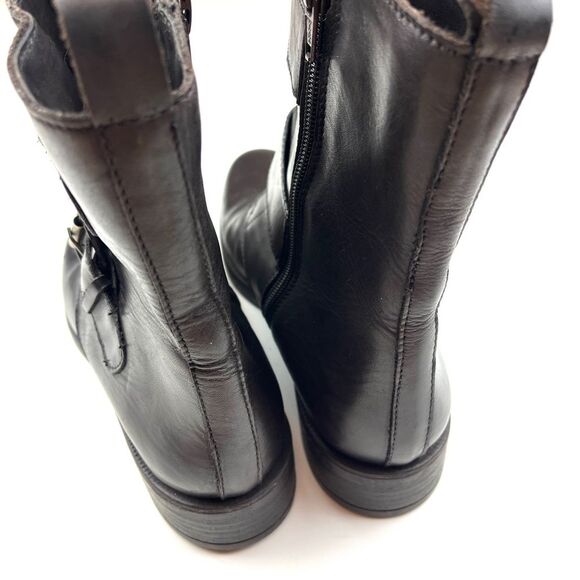 Emanuele Crasto Dark Brown Italian Leather Moto Biker Boots size 8.5 - Picture 5 of 7